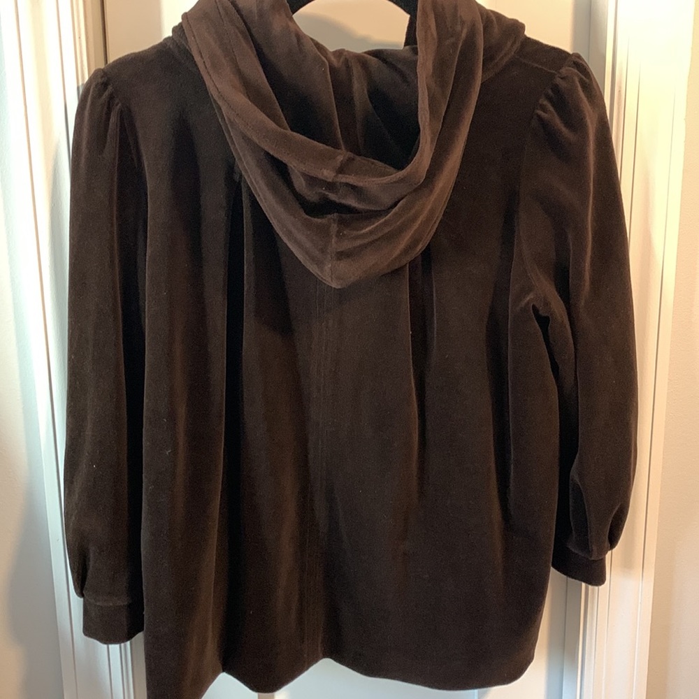 Juicy Couture NWOT Brown Velour Jacket with Hood Size L - Picture 2 of 10